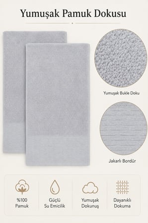 2'li Büyük Boy Banyo Havlusu 90x150 Cm %100 Pamuk Siena Collection 650 Gr