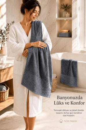 2'li Büyük Boy Banyo Havlusu 90x150 Cm %100 Pamuk Siena Collection 650 Gr
