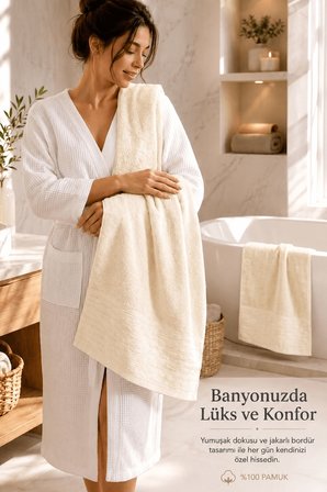 2'li Büyük Boy Banyo Havlusu 90x150 Cm %100 Pamuk Siena Collection 650 Gr