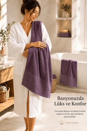 2'li Büyük Boy Banyo Havlusu 90x150 Cm %100 Pamuk Siena Collection 650 Gr