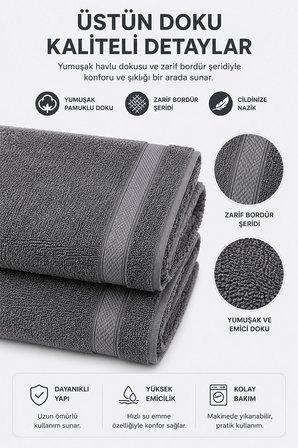 2 Parça Asker Banyo Havlu Seti 70x140 + 50x90 cm Atlas