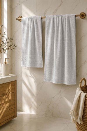 2 Parça Banyo Havlu Seti %100 Pamuk 90x150 + 50x90 Cm Elora Collection