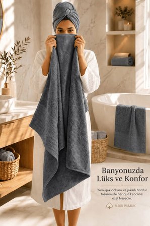 2 Parça Banyo Havlu Seti %100 Pamuk 90x150 + 50x90 Cm Elora Collection