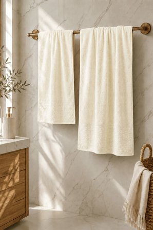 2 Parça Banyo Havlu Seti %100 Pamuk 90x150 + 50x90 Cm Elora Collection