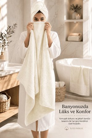 2 Parça Banyo Havlu Seti %100 Pamuk 90x150 + 50x90 Cm Elora Collection