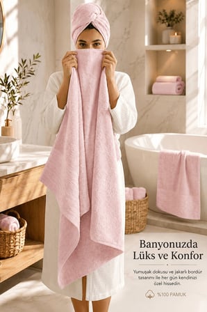 2 Parça Banyo Havlu Seti %100 Pamuk 90x150 + 50x90 Cm Elora Collection