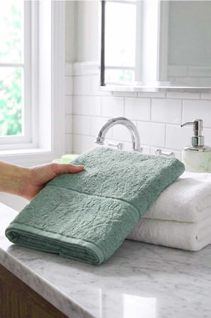 El Yüz Havlusu 50x90 Cm %100 Pamuk Kısmi Kadife Vento Yeşil
