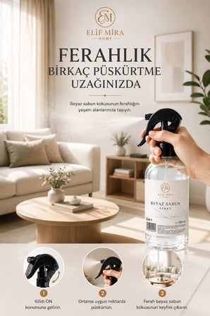 Oda Kokusu Sprey Beyaz Sabun Kalıcı Oda Parfümü 500 ml