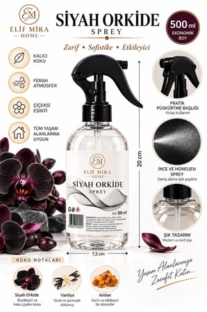 Oda Kokusu Sprey Siyah Orkide Kalıcı Oda Parfümü 500 ml