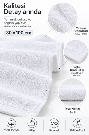 Spor Antrenman Fitness Havlusu 30X100 Cm  Pamuklu