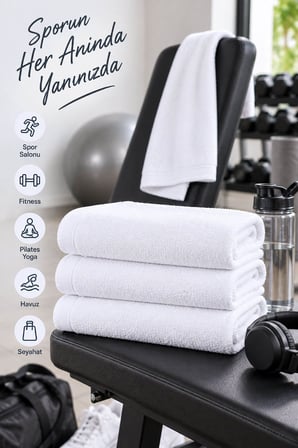 3Lü Spor Fitness Havlusu 30X100 %100 Pamuklu