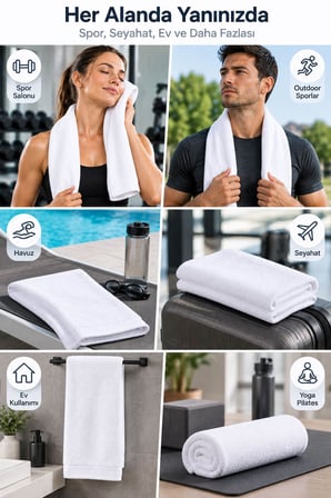 3Lü Spor Fitness Havlusu 30X100 %100 Pamuklu