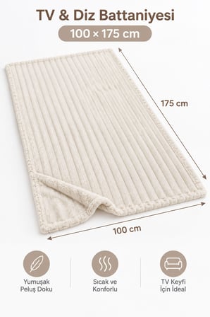 Tek Kişilik Peluş TV Diz Battaniyesi 100x175 cm