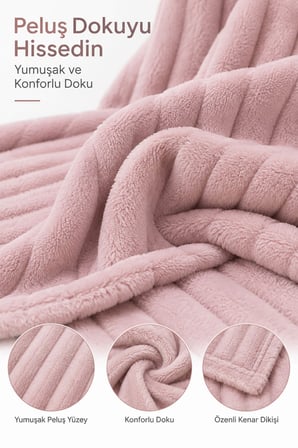 Tek Kişilik Peluş TV Diz Battaniyesi 100x175 cm