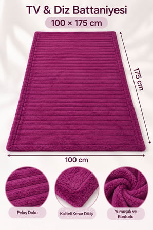 Tek Kişilik Peluş TV Diz Battaniyesi 100x175 cm