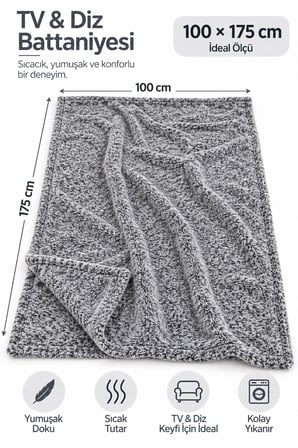 Tek Kişilik Peluş TV Diz Battaniyesi 100x175 cm
