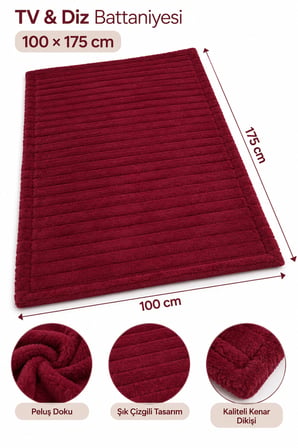 Tek Kişilik Peluş TV Diz Battaniyesi 100x175 cm