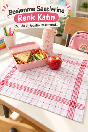 5'li Okul Beslenme Örtüsü Çizgili 40x60 cm Yıkanabilir