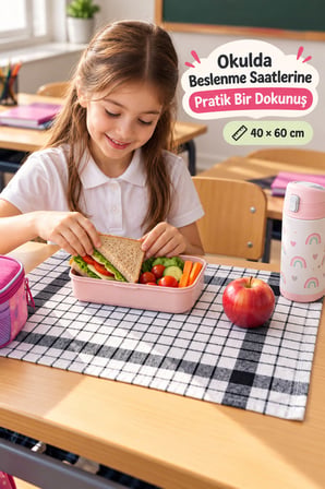 5'li Okul Beslenme Örtüsü Çizgili 40x60 cm Yıkanabilir