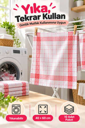 10'lu Mutfak Kurulama Bezi 40x60 cm Çizgili