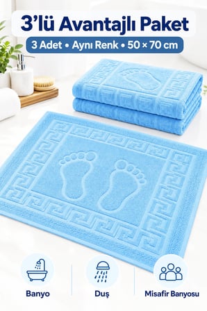 3'lü Banyo Ayak Havlusu 50x70 cm 250 Gr Footera