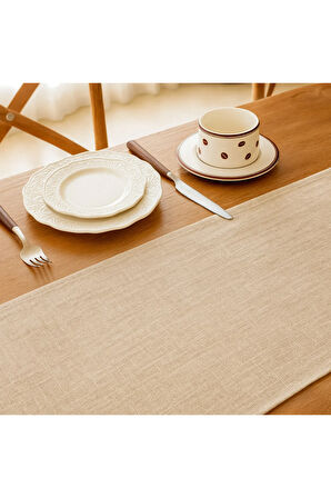 Ham Kumaş Masa Runner Doğal Kumaş, Şık Sofra Dekorasyonu 35x210