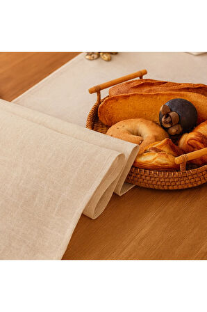 Ham Kumaş Masa Runner Doğal Kumaş, Şık Sofra Dekorasyonu 35x210