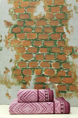 Venna Banyo Havlusu ( 70x140 ) Ve Baş Havlusu ( 50x90 ) 2 Li Takım Pembe