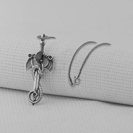 Ejderha Şovalye Tasarımlı 925 Ayar Gümüş Erkek Kolye