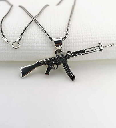 Silah Tasarımlı 925 Ayar Gümüş Erkek Kolye