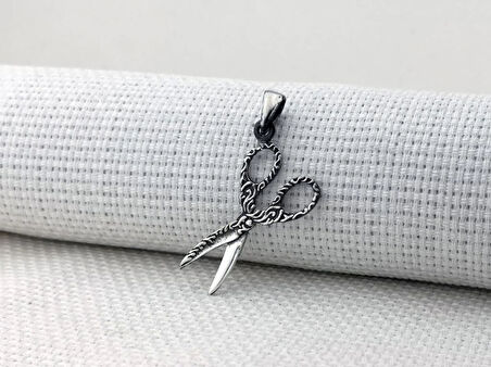 Makas Tasarımlı 925 Ayar Gümüş Erkek Kolye Ucu