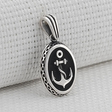 Denizci Çapa Tasarımlı 925 Ayar Gümüş Erkek Kolye Ucu