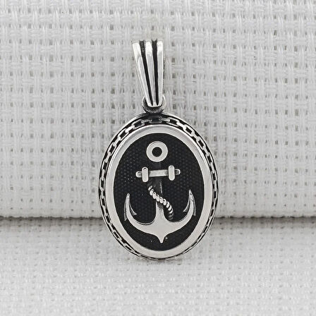 Denizci Çapa Tasarımlı 925 Ayar Gümüş Erkek Kolye Ucu