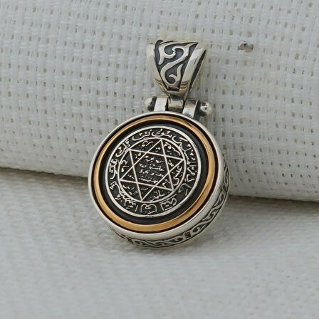 Ortası Dönen Süleyman Mührü 925 Ayar Gümüş Erkek Kolye