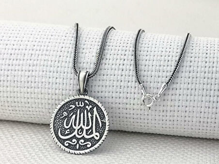 Mulki Allah Mulk Allahın Yazılı 925 Ayar Gümüş Erkek Kolye