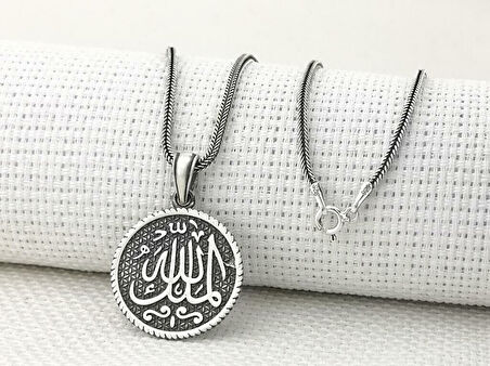 Mulki Allah Mulk Allahın Yazılı 925 Ayar Gümüş Erkek Kolye