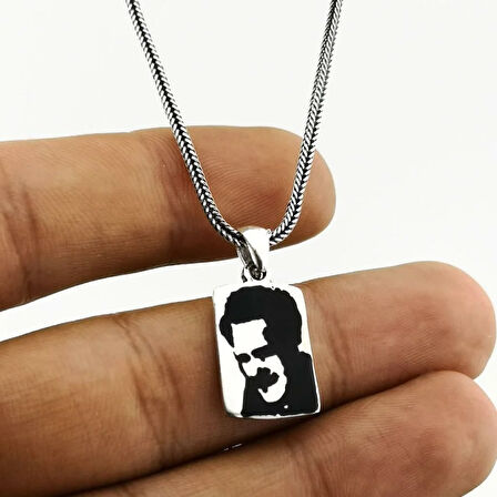Nazım Hikmet 925 Ayar  Gümüş Erkek Kolye