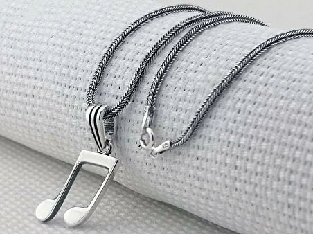 Nota Tasarımlı 925 Ayar  Gümüş Erkek Kolye