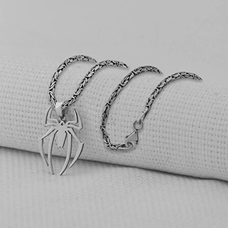 Örümcek Tasarımlı 925 Ayar Gümüş Erkek Kolye