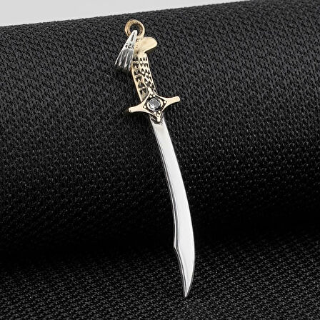 Beyaz Zirkon Taşlı Osmanlı 925 Ayar Gümüş Erkek Kolye