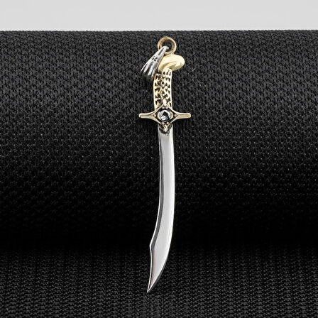 Beyaz Zirkon Taşlı Osmanlı 925 Ayar Gümüş Erkek Kolye