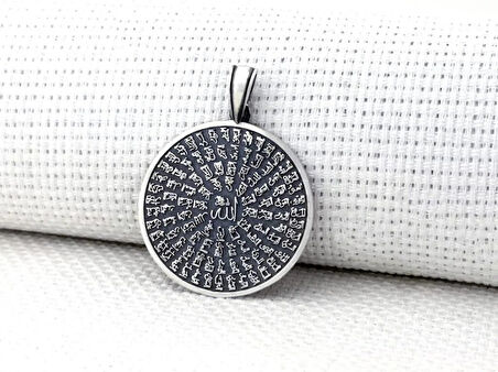 Allahın 99 İsmi Yazılı Esmaul Husna 925 Ayar Gümüş Erkek Kolye Ucu