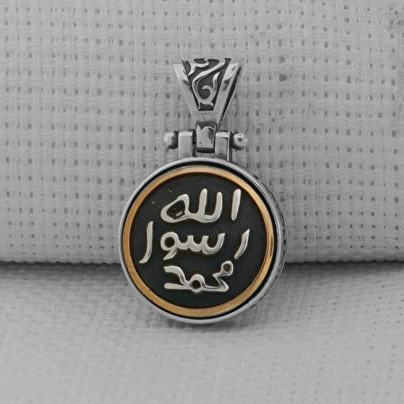 Allah Resulu Muhammet Sav Yazılı Ortası Dönen925 Ayar Gümüş Erkek Kolye Ucu