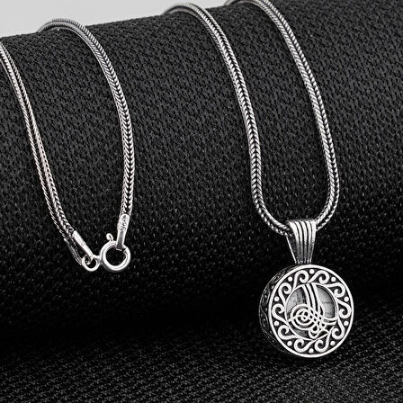 Tuğra  Osmanlı 925 Ayar Gümüş Erkek Kolye