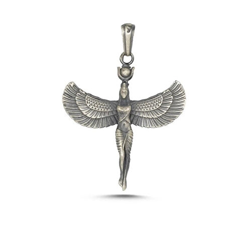Antik Mısır tanrıcası İsis Figürlü Üç Boyutlu 925 Ayar Gümüş Erkek Kolye Ucu