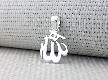 Allah Yazılı Küçük Boy Parlak925 Ayar Gümüş Erkek Kolye Ucu