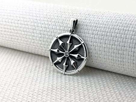 Antik Roma Koleksyonu Sihirli Pusula Tasarımı 925 Ayar Gümüş Erkek Kolye Ucu