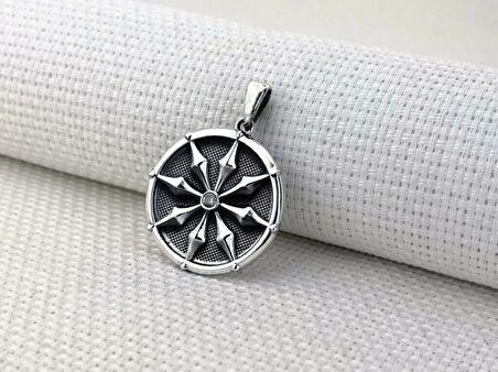 Antik Roma Koleksyonu Sihirli Pusula Tasarımı 925 Ayar Gümüş Erkek Kolye Ucu