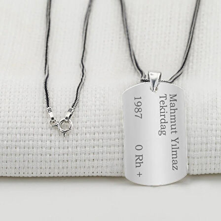 Asker Künyesi  925 Ayar Gümüş Erkek Kolye