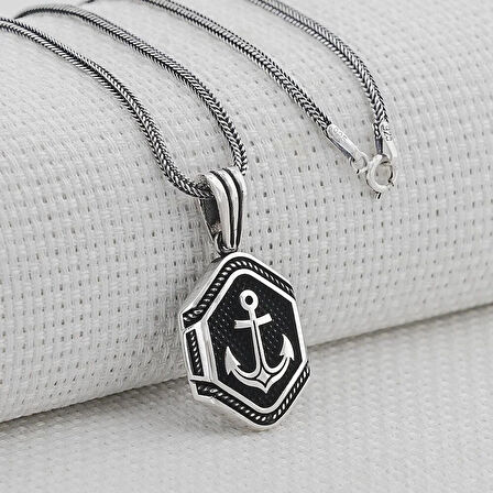 Çapa Denizci 925 Ayar Gümüş Erkek Kolye